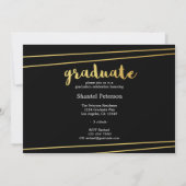 Moderne, zwarte, gouden en witte Afstuderen uitnod Kaart (Achterkant)