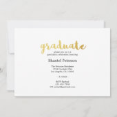 Moderne, zwarte, gouden en witte Afstuderen uitnod Kaart (Achterkant)