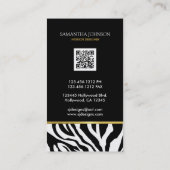 Moderne Zwarte & Gouden Gestreepte Strepen met Visitekaartje (Achterkant)