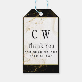 Moderne Zwarte Gouden Glitter Bruiloft Cadeaulabel