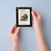 Moderne Zwarte Gouden Glitter Bruiloft Flyer (Hand)