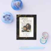 Moderne Zwarte Gouden Glitter Bruiloft Flyer (Enkel)