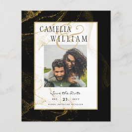 Moderne Zwarte Gouden Glitter Bruiloft Flyer