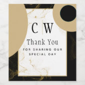 Moderne Zwarte Gouden Glitter Bruiloft Wijn Etiket (Enkel label)