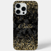 Moderne Zwarte Gouden Glitter Meisjesachtige Geper Case-Mate iPhone Case (Achterkant)
