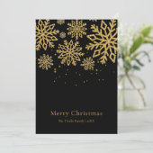 Moderne Zwarte Gouden Glitter Script Kerst Feestdagenkaart (Staand voorkant)