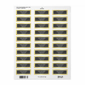 Moderne Zwarte Gouden Gradiënt Frame Retouradres Etiket (Full Sheet)