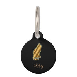 Moderne Zwarte Gouden Kat Huisdierpenning