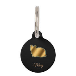 Moderne Zwarte Gouden Kat Huisdierpenning