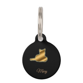 Moderne Zwarte Gouden Kat Huisdierpenning