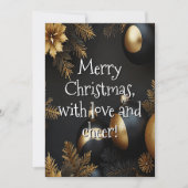 Moderne Zwarte & Gouden Kerst Ornamenten Typografi Feestdagenkaart (Voorkant)