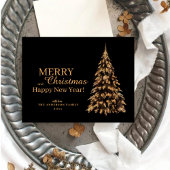 Moderne Zwarte Gouden Kerstboom Kerstkaart Kaart