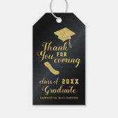 Moderne Zwarte Gouden Klas 2025 Afstudeer Bedankt Cadeaulabel (Voorkant)