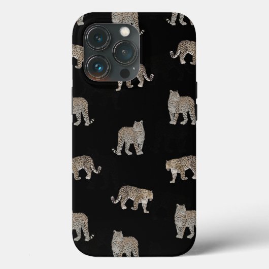 Moderne zwarte gouden luipaard Oerwoud dieren Case-Mate iPhone Case (Achterkant)