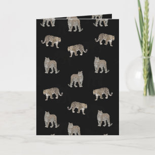 Moderne zwarte gouden luipaard Oerwoud dieren Feestdagen Kaart