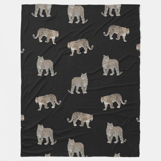 Moderne zwarte gouden luipaard Oerwoud dieren Fleece Deken (Voorkant)