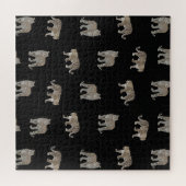 Moderne zwarte gouden luipaard Oerwoud dieren Legpuzzel (Horizontaal)