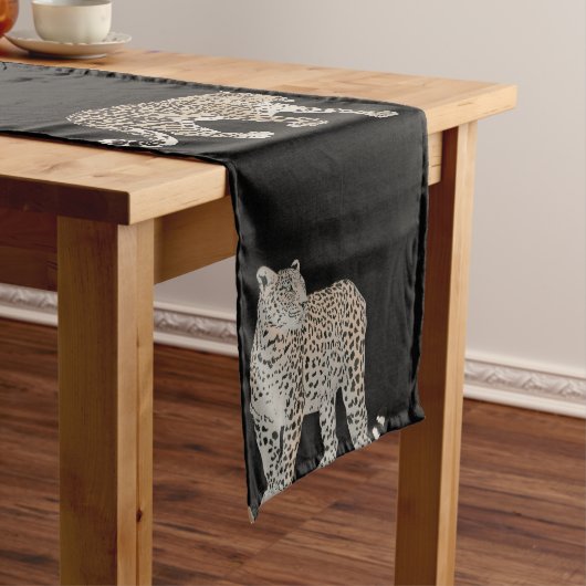 Moderne zwarte gouden luipaard Oerwoud dieren Medium Tafelloper (Voorbeeld)