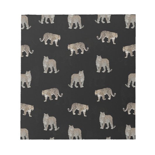 Moderne zwarte gouden luipaard Oerwoud dieren Notitieblok (Voorkant)