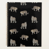 Moderne zwarte gouden luipaard Oerwoud dieren Planner (Voorkant)