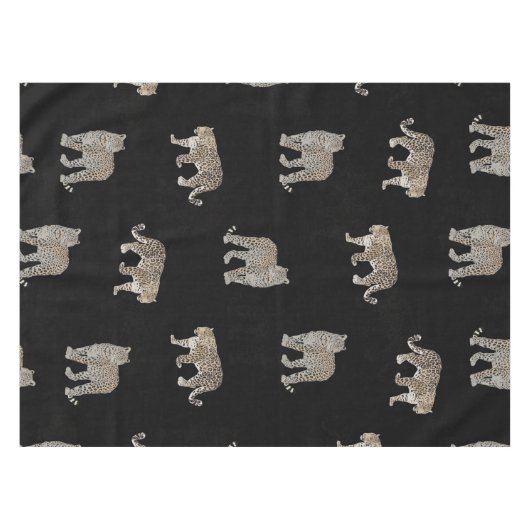 Moderne zwarte gouden luipaard Oerwoud dieren Tafelkleed (Voorkant (Horizontaal))