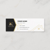 Moderne Zwarte Gouden Luxe Onroerend Goed QR Code Mini Visitekaartje (Voorkant)