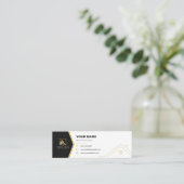 Moderne Zwarte Gouden Luxe Onroerend Goed QR Code Mini Visitekaartje (Staand voorkant)