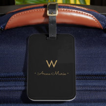Moderne Zwarte Gouden Minimalistische Monogram