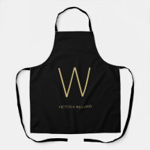 Moderne zwarte gouden minimalistische monogram