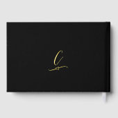 Moderne Zwarte Gouden Monogram Bruiloft  Gastenboek (Achterkant)