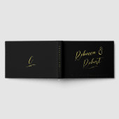 Moderne Zwarte Gouden Monogram Bruiloft  Gastenboek (Volledig)