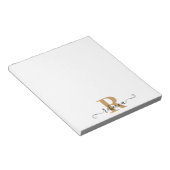 Moderne zwarte gouden monogram Handtekening Manusc Notitieblok (Schuin)