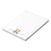 Moderne zwarte gouden monogram Handtekening Manusc Notitieblok (Linkerzijde)