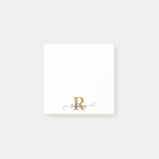 Moderne zwarte gouden monogram Handtekening Manusc Post-it® Notes (Voorkant)