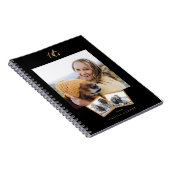 Moderne Zwarte Gouden Monogram Notitieboek (Rechterzijde)