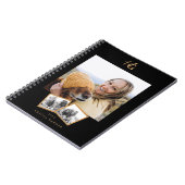 Moderne Zwarte Gouden Monogram Notitieboek (Linkerzijde)