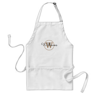 Moderne Zwarte Gouden Monogram Script Familienaam  Standaard Schort