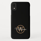 Moderne Zwarte Gouden Monogram Script Naam Case-Mate iPhone Case (Achterkant)