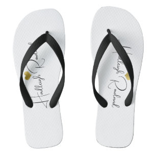 Moderne Zwarte Gouden Monogram Script Stijlvolle N Teenslippers