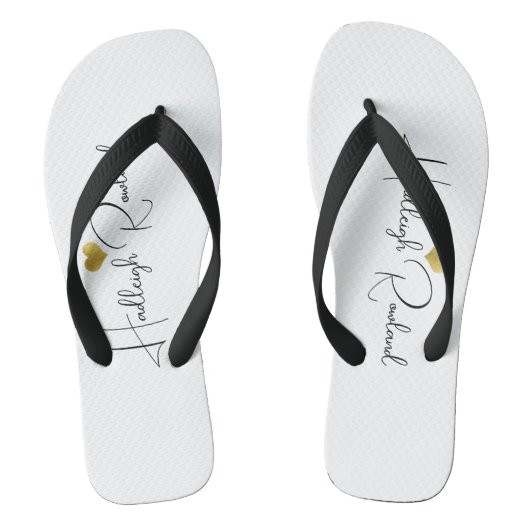 Moderne Zwarte Gouden Monogram Script Stijlvolle N Teenslippers (Voetbed)