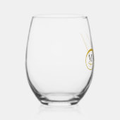 Moderne Zwarte Gouden Monogram Script Wijnglas Zonder Voet (Rechts)