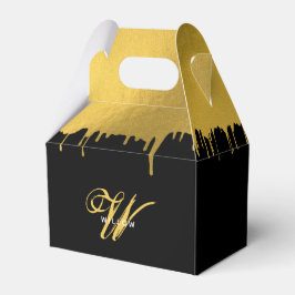 Moderne Zwarte & Gouden Monogram Vintage Bedankdoosjes