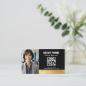 Moderne Zwarte Gouden Notaris QR-code  Visitekaartje (Staand voorkant)