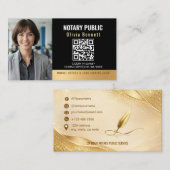Moderne Zwarte Gouden Notaris QR-code  Visitekaartje (Voorkant / Achterkant)