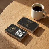 Moderne Zwarte & Gouden QR-code | Luxe Art Deco Visitekaartje