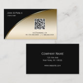 Moderne zwarte gouden QR elegante Professional Visitekaartje (Voorkant / Achterkant)