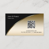 Moderne zwarte gouden QR elegante Professional Visitekaartje (Voorkant)