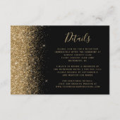 Moderne zwarte gouden rand bruiloft - details informatiekaartje (Voorkant)