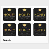 Moderne Zwarte & Gouden Ruwhoning Product Pot Etik Vierkante Sticker (Vel)