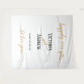 Moderne Zwarte Gouden Script Minimaal Huwelijk Wandkleed (Voorkant (horizontaal))